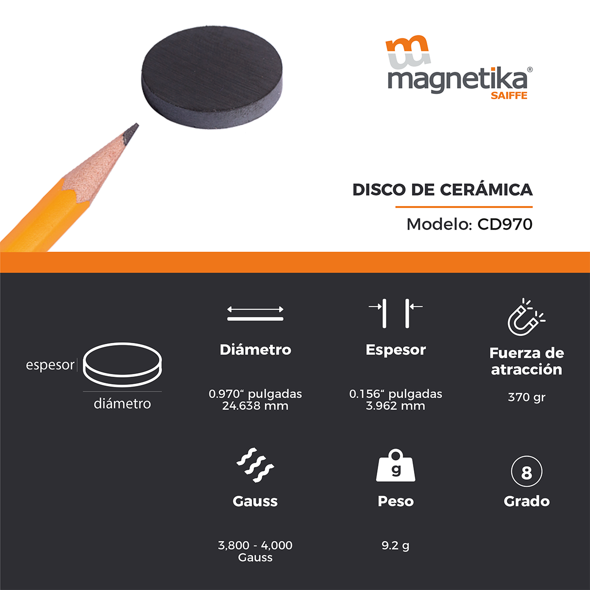 Iman De Ferrita Ceramica Disco 0.97" X 0.156"