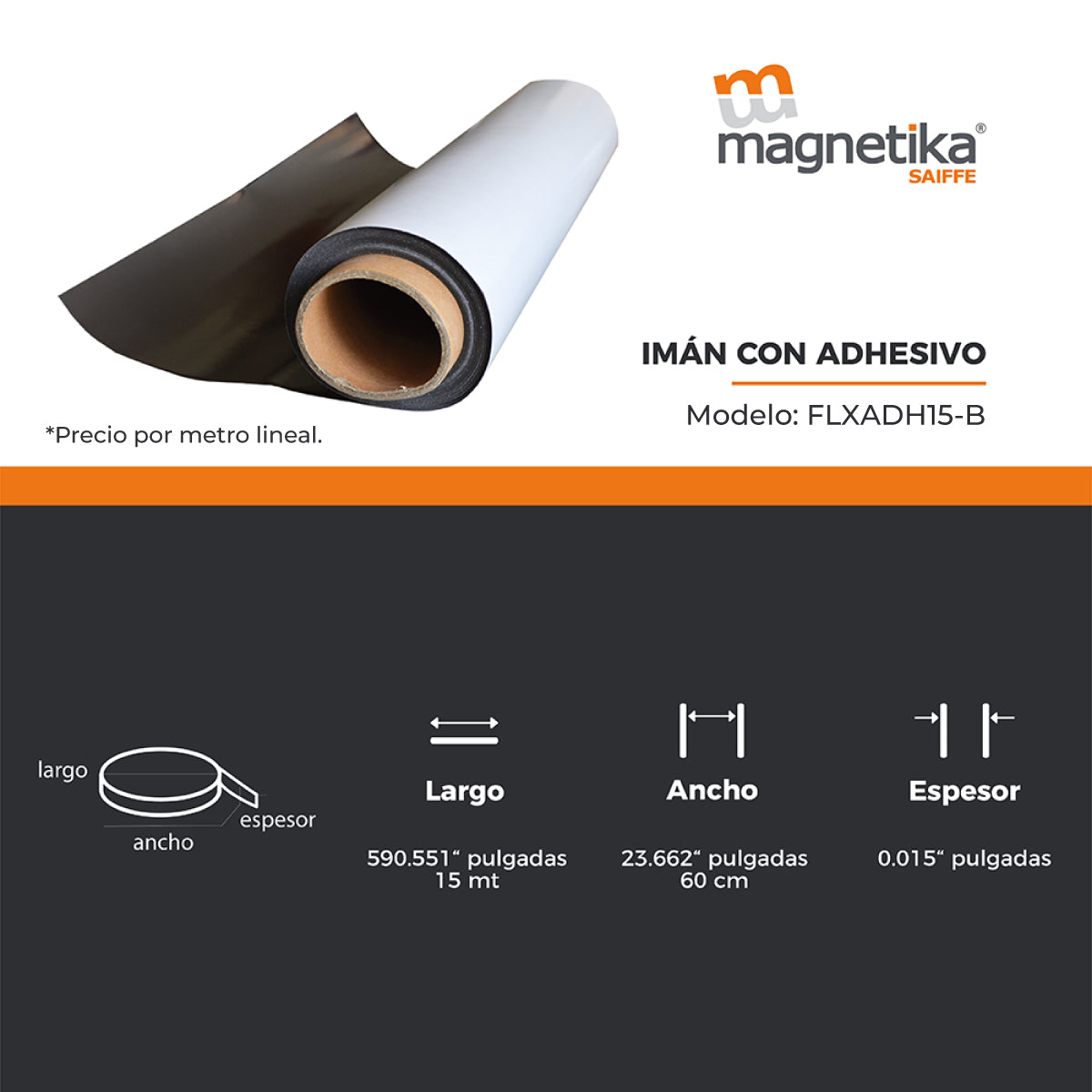 Iman Flexible Adhesivo Cal. 15 - 615mm X 0.4mm  (1 Metro)