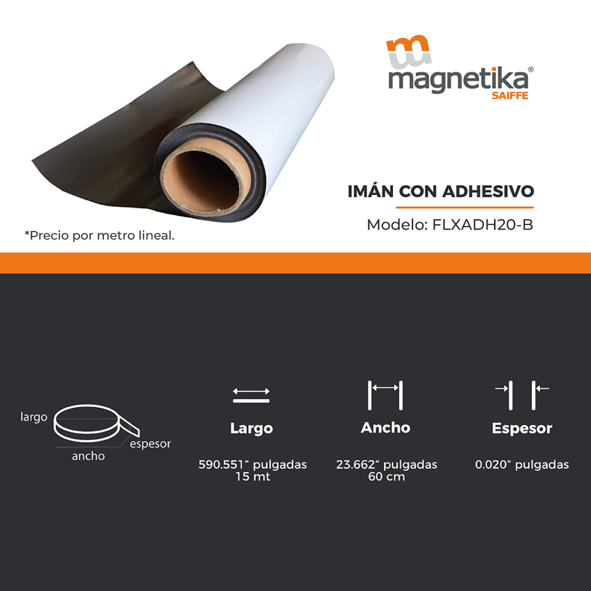 Iman Flexible Adhesivo Cal. 20 - 615mm X 0.5mm  (1 Metro)