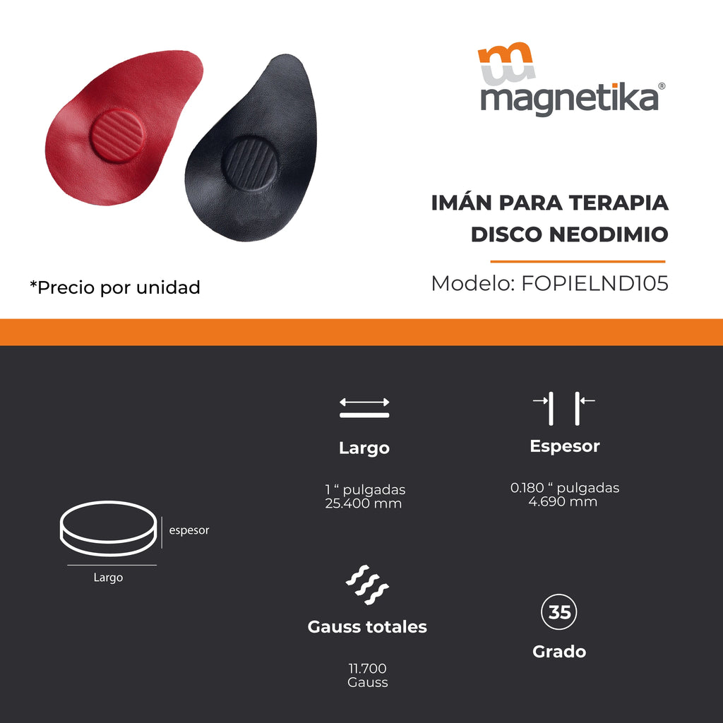 Imán Neodimio Disco Forrado 1.000 x 0.185 in