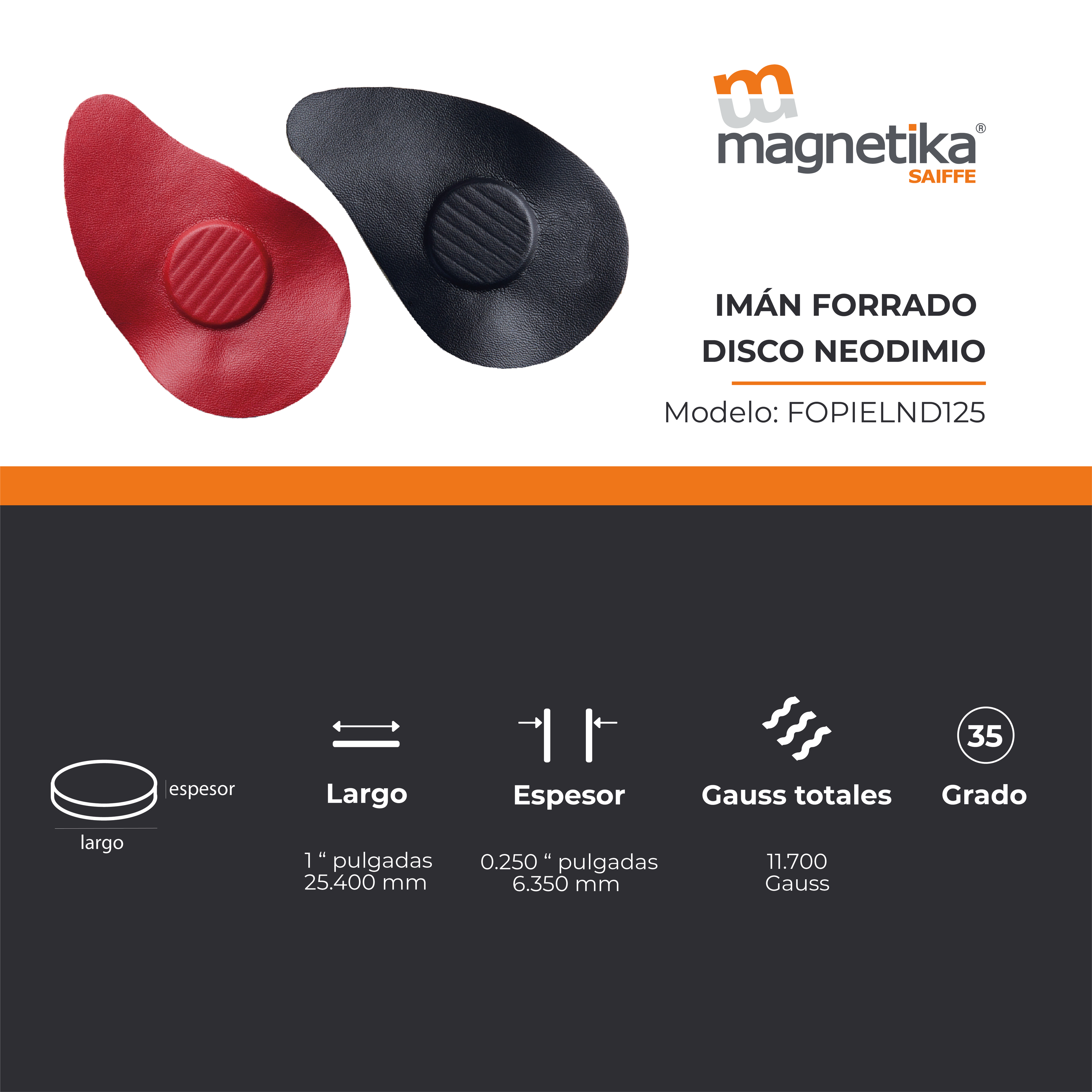 Iman Neodimio Disco Forrado 1.000" X 0.250"