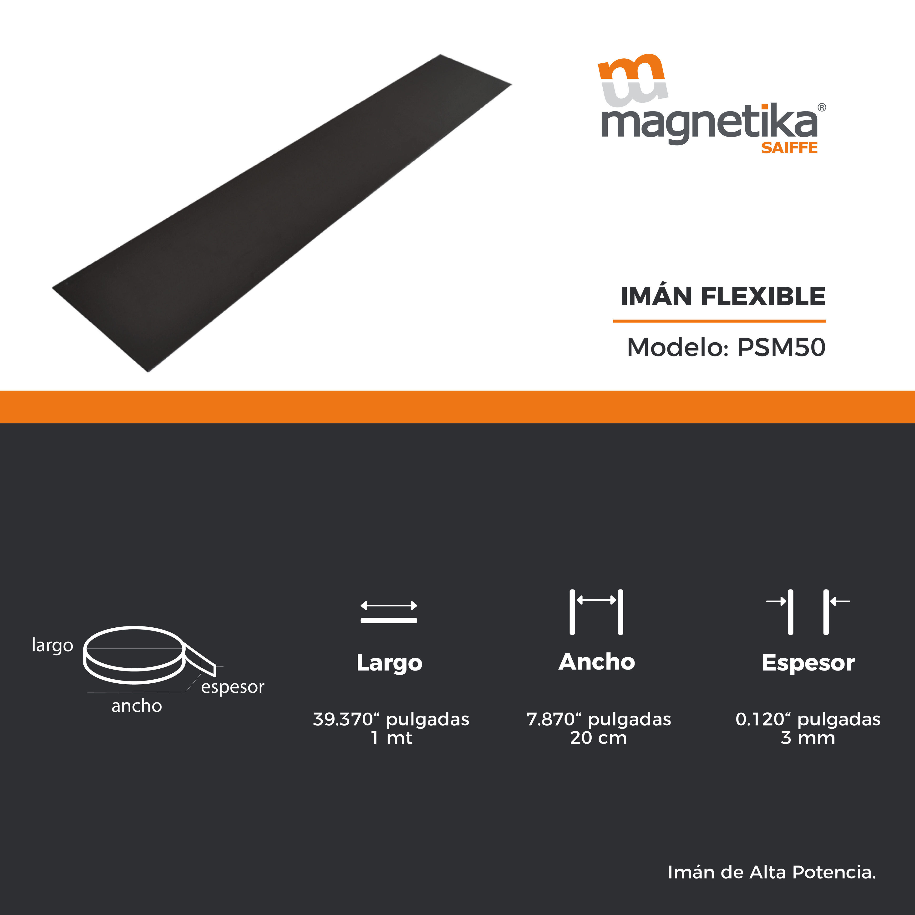 Iman Flexible Plano  - 200mm X 3mm  (1 Metro)