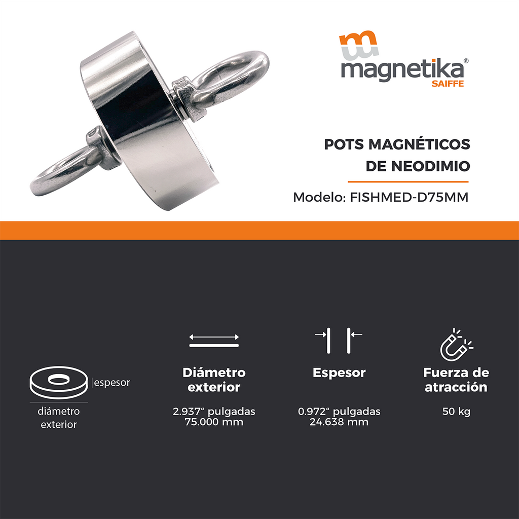 Imán De Pesca Neodimio D75mm