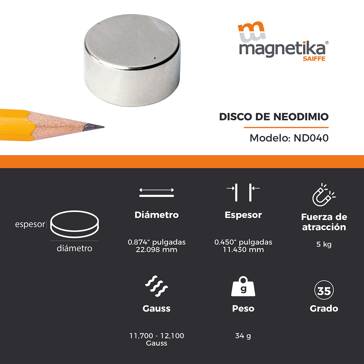 Iman De Neodimio Disco 0.875" X 0.45"