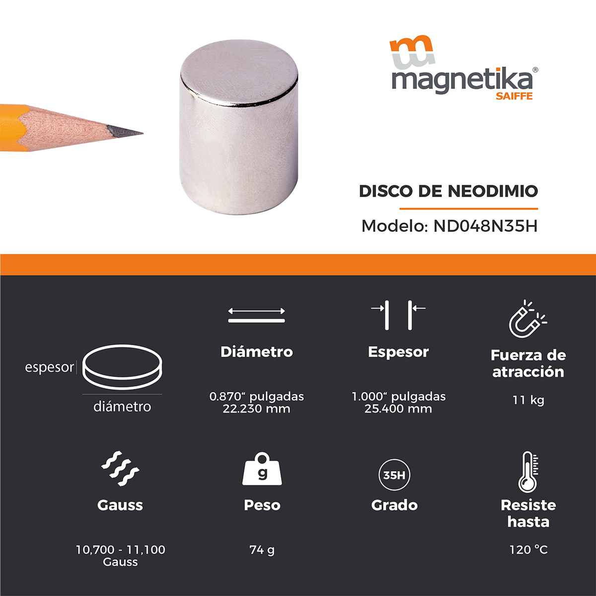 Iman De Neodimio Disco 0.875" X 1"