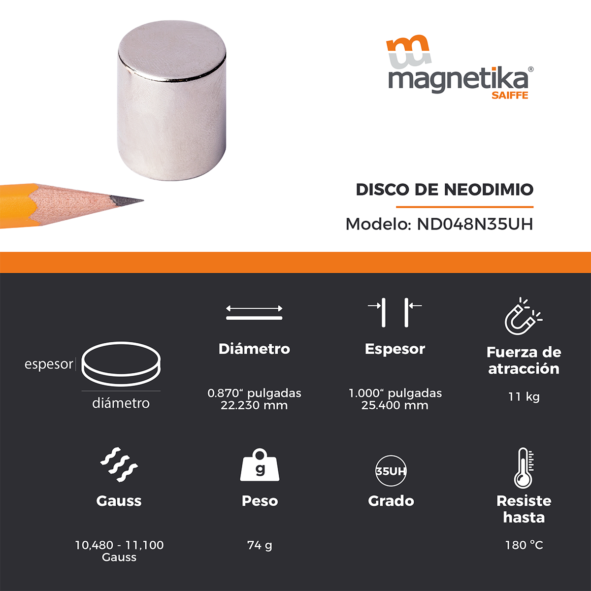 Iman De Neodimio Disco 0.875" X 1"