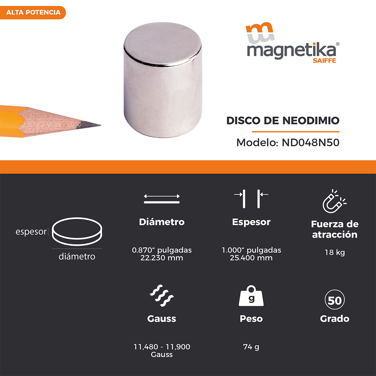 Iman De Neodimio Disco 0.875" X 1"