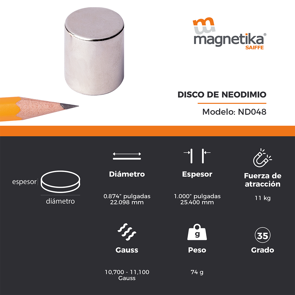 Iman De Neodimio Disco 0.875" X 1"