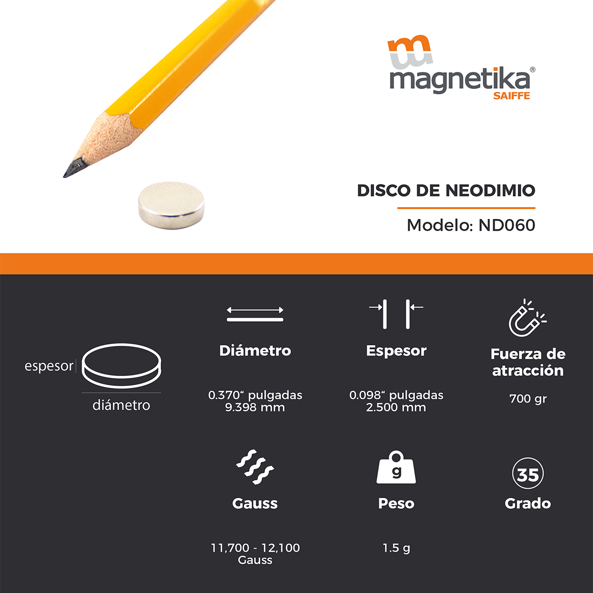 Iman De Neodimio Disco 0.375" X 0.1"