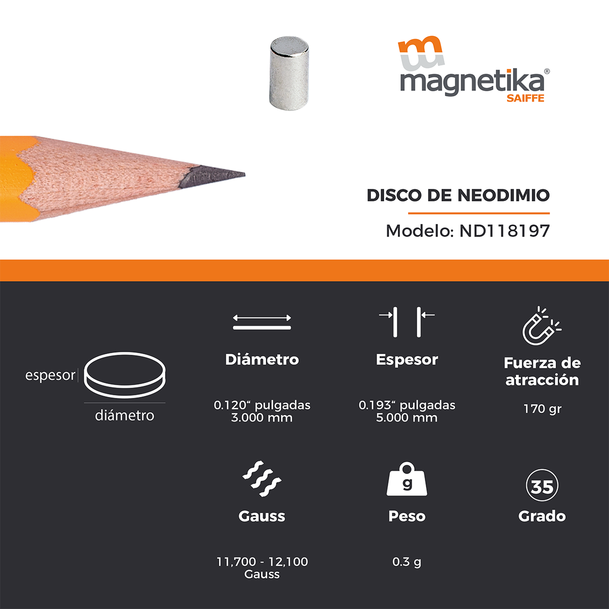 Iman De Neodimio Disco 0.118" X 0.197"