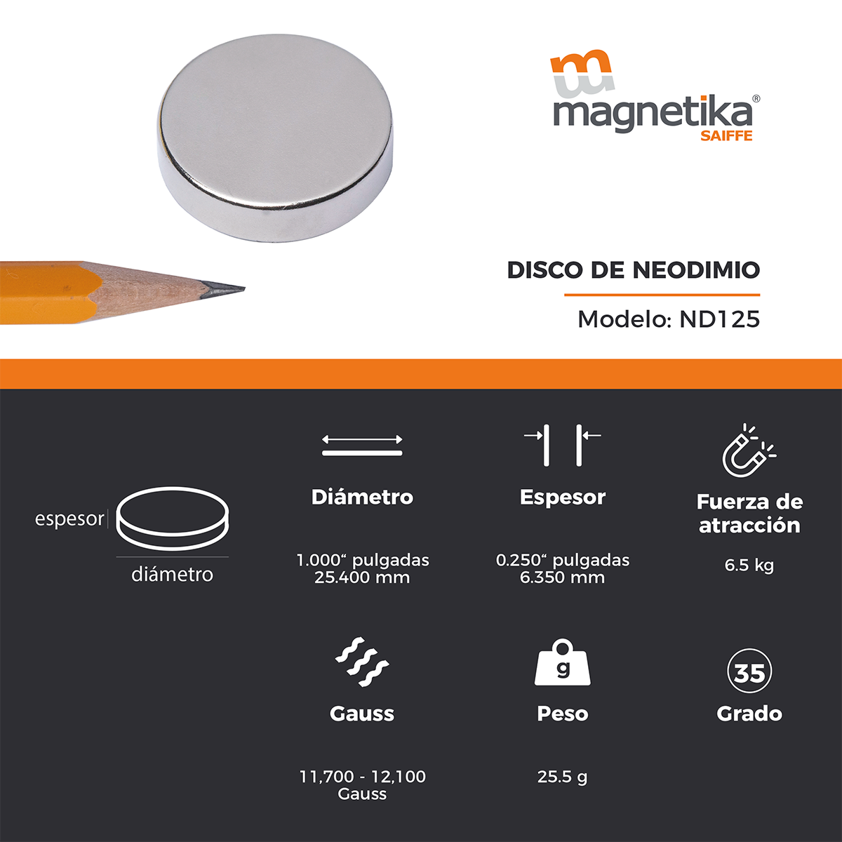 Iman De Neodimio Disco 1" X 0.25"