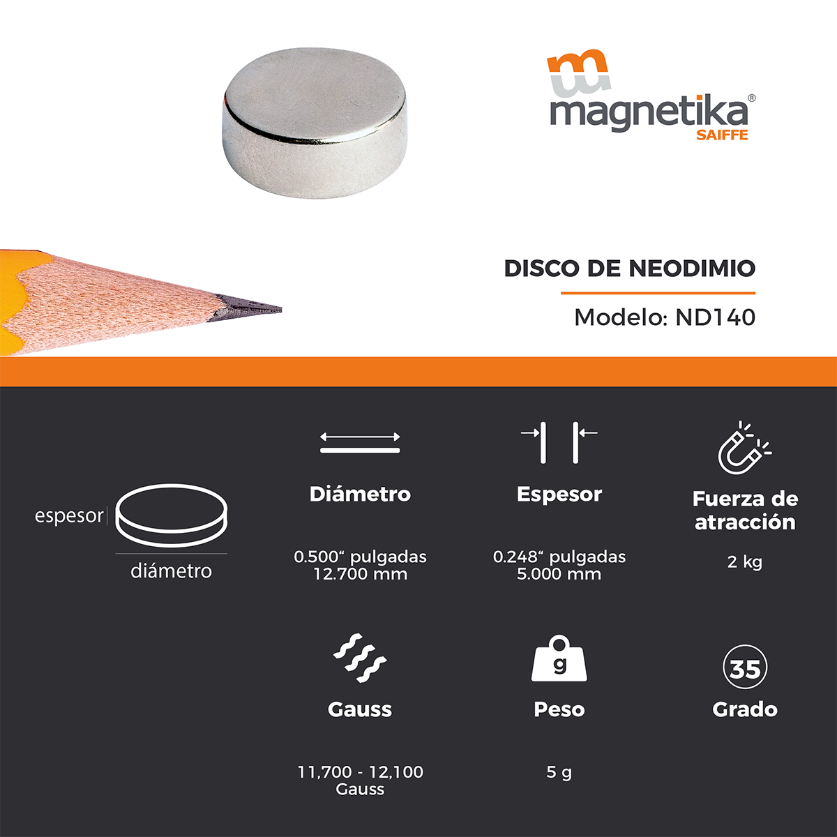 Iman De Neodimio Disco 0.5" X 0.2"