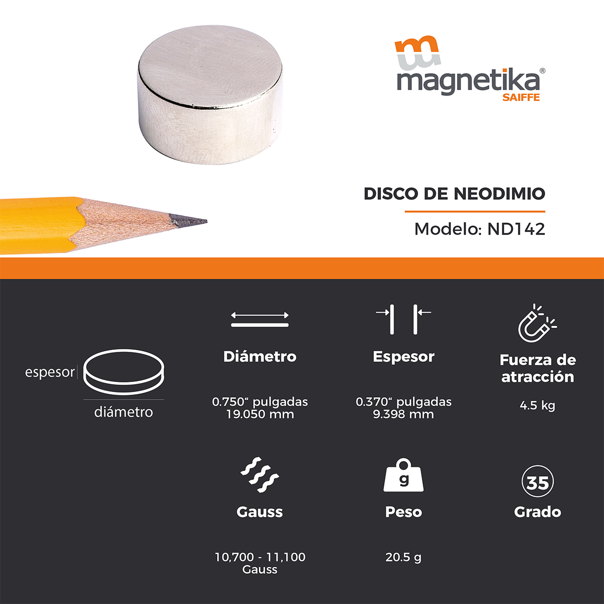 Iman De Neodimio Disco 0.75" X 0.375"