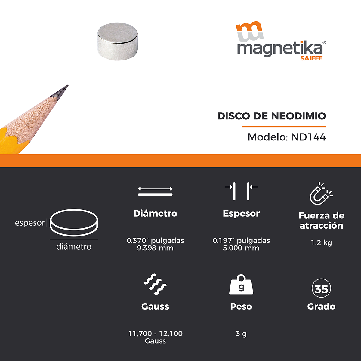 Iman De Neodimio Disco 0.375" X 0.2"