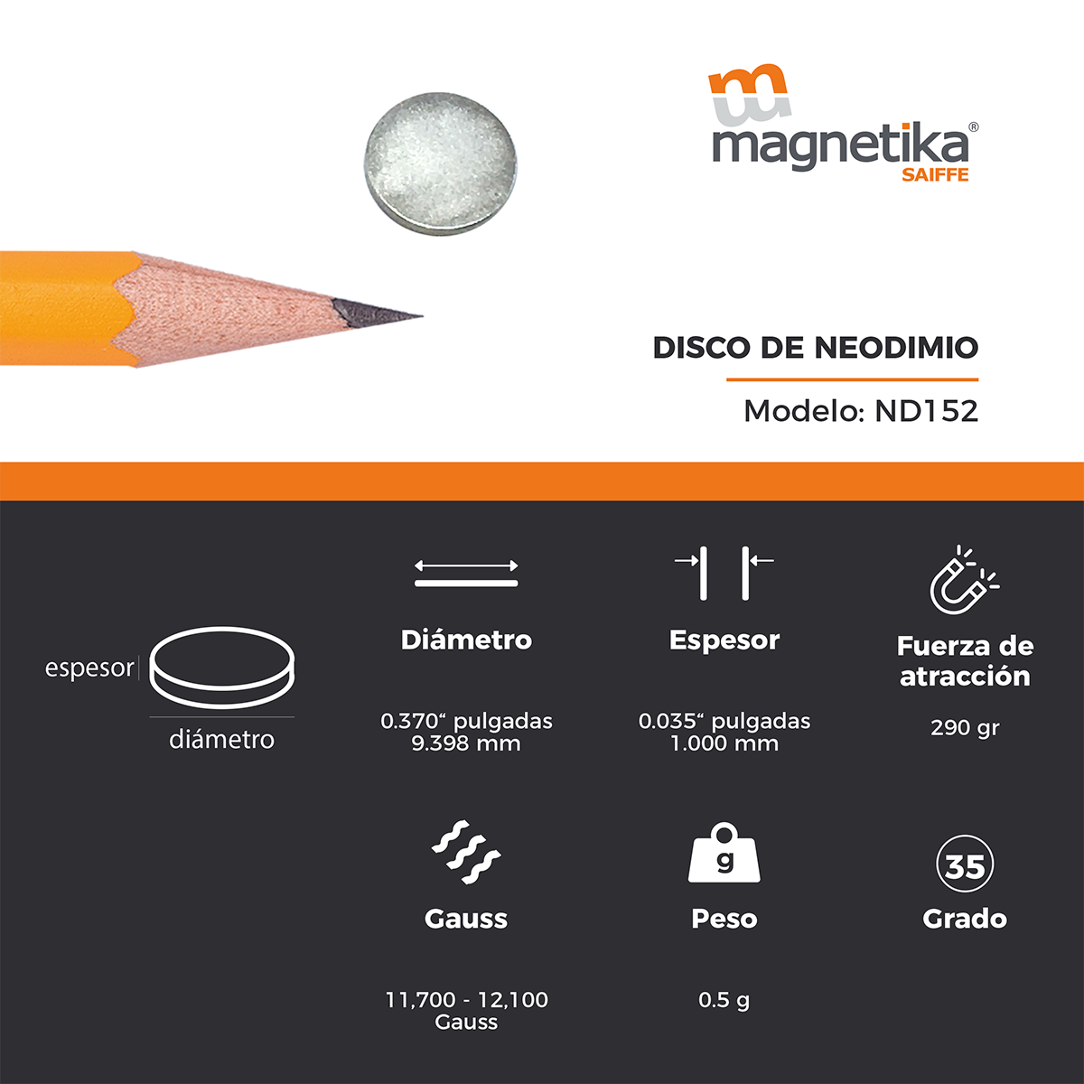 Iman De Neodimio Disco 0.375" X 0.04"