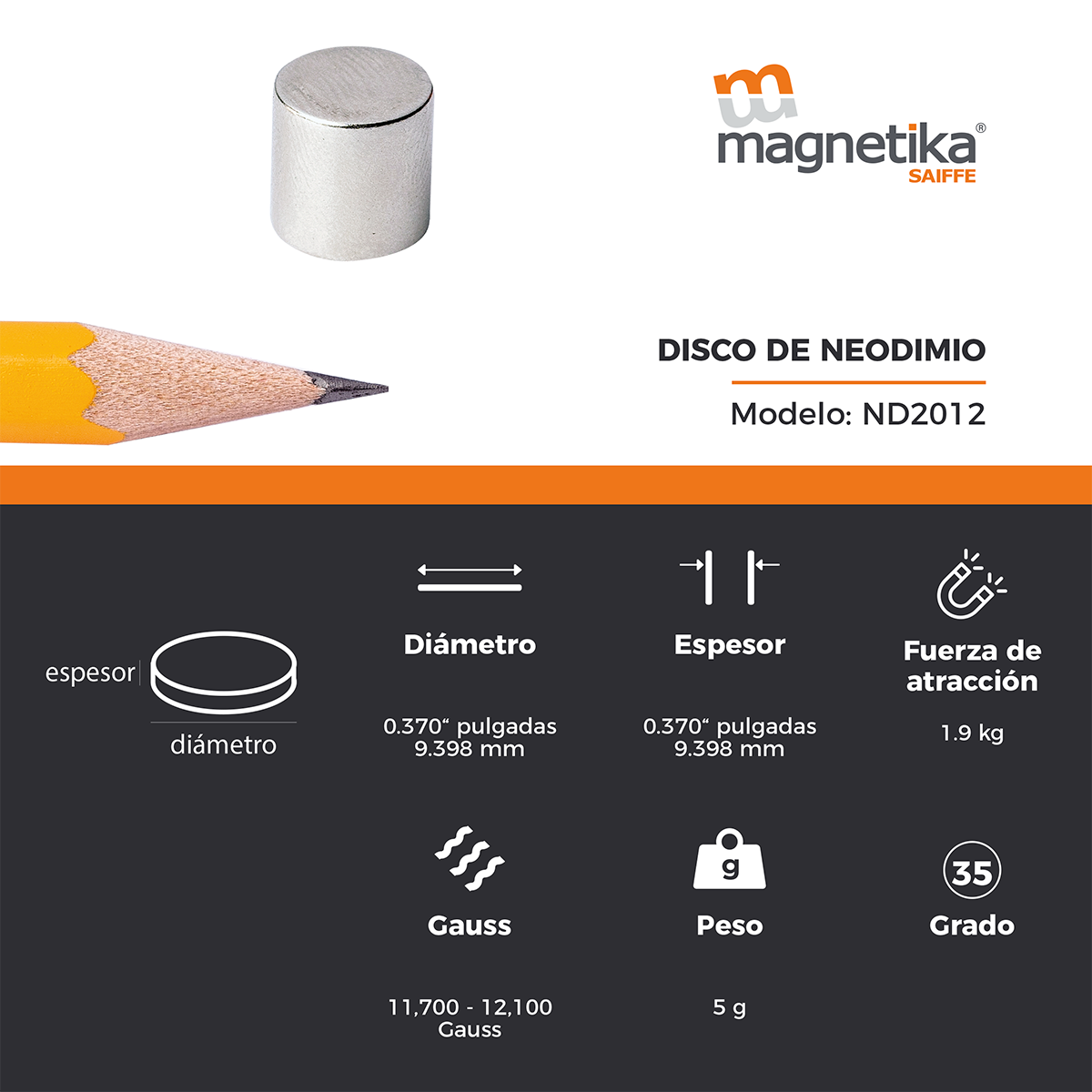 Iman De Neodimio Disco 0.375" X 0.375"