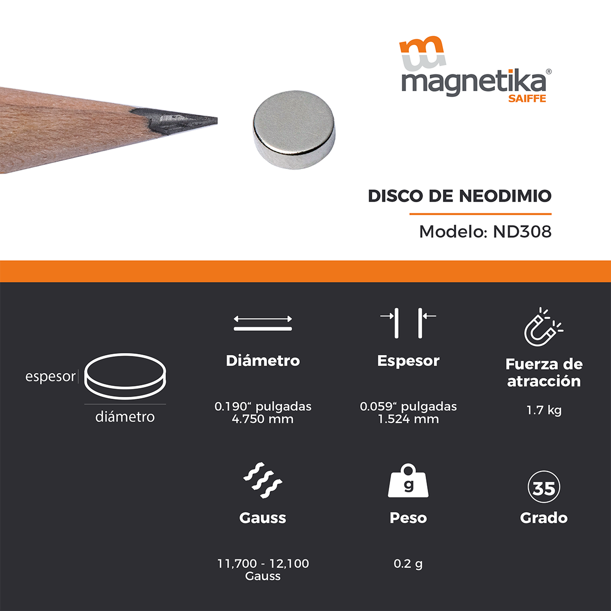 Iman De Neodimio Disco 0.187" X 0.06"