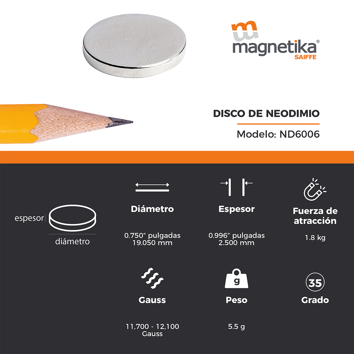 Iman De Neodimio Disco 0.75" X 0.1"