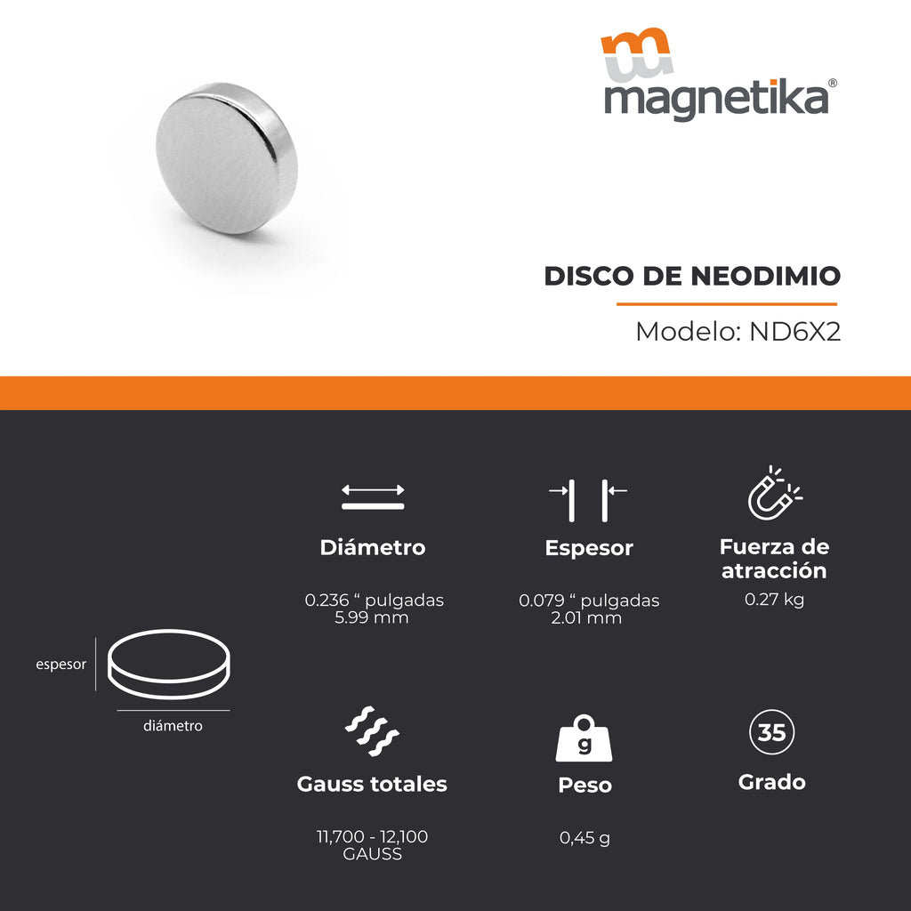 Imán de Neodimio Disco 0.236 x 0.079 in