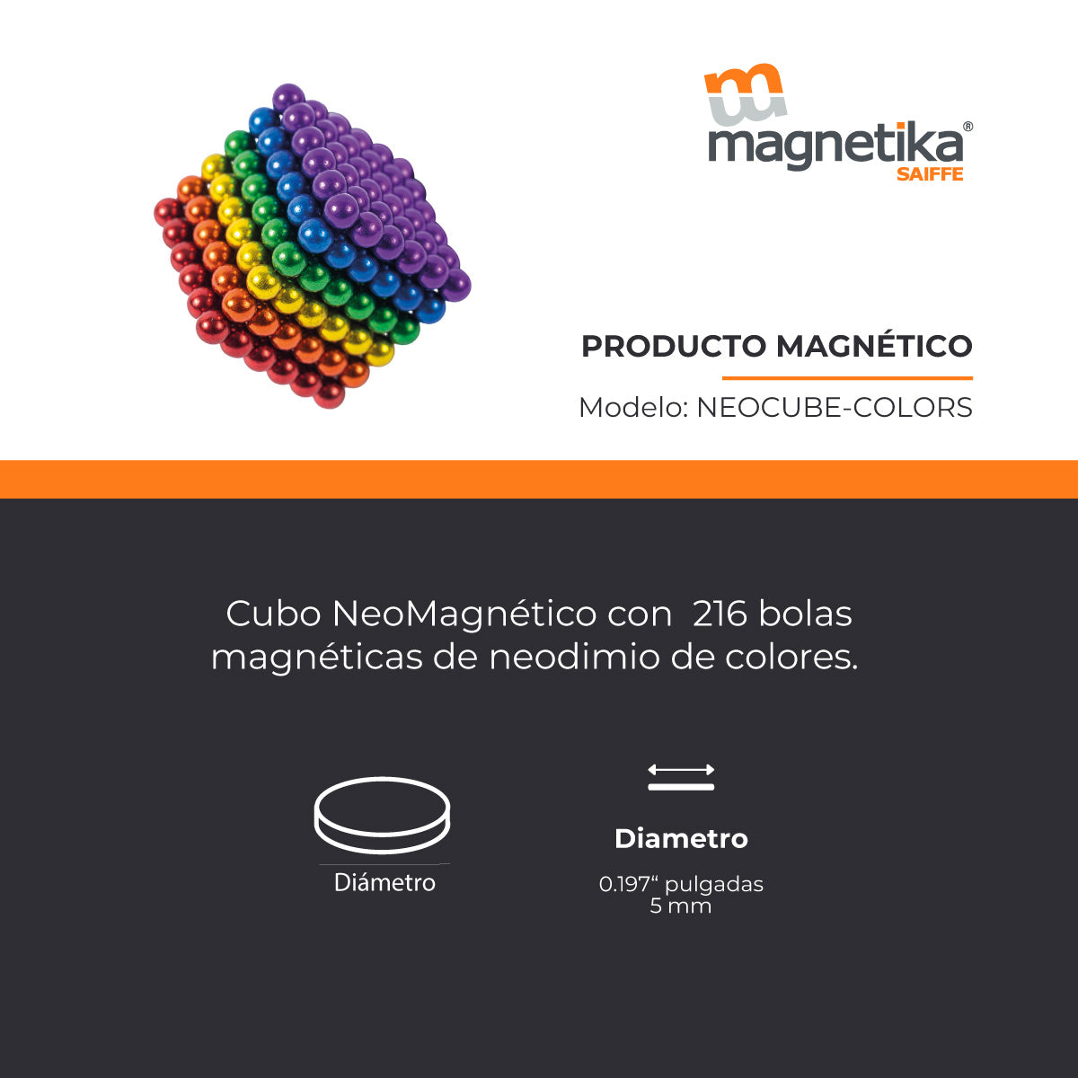 Cubo De Esferas Magneticas Colores 5mm (219 Piezas)