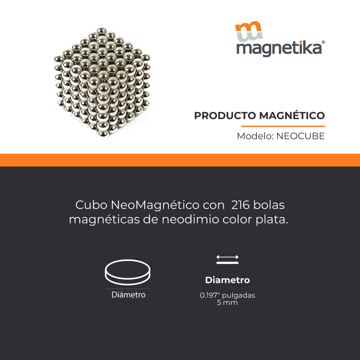 Cubo de Esferas Magnéticas Níquel 5mm (219 piezas)