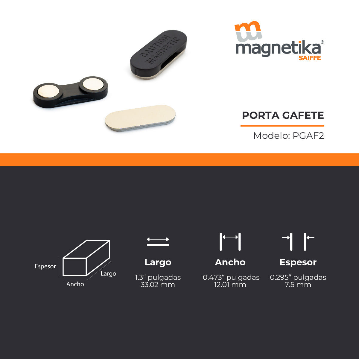 Porta Gafete Magnetico (2 Imanes) 33" x 12" x 4.5"