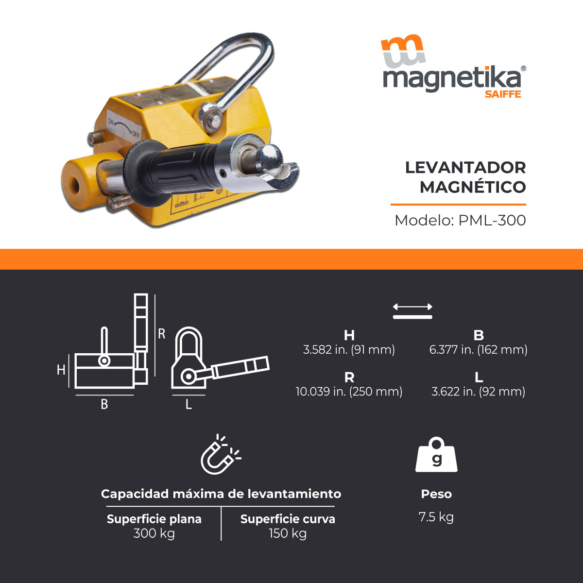 Levantador Magnético 250kg - 400kg