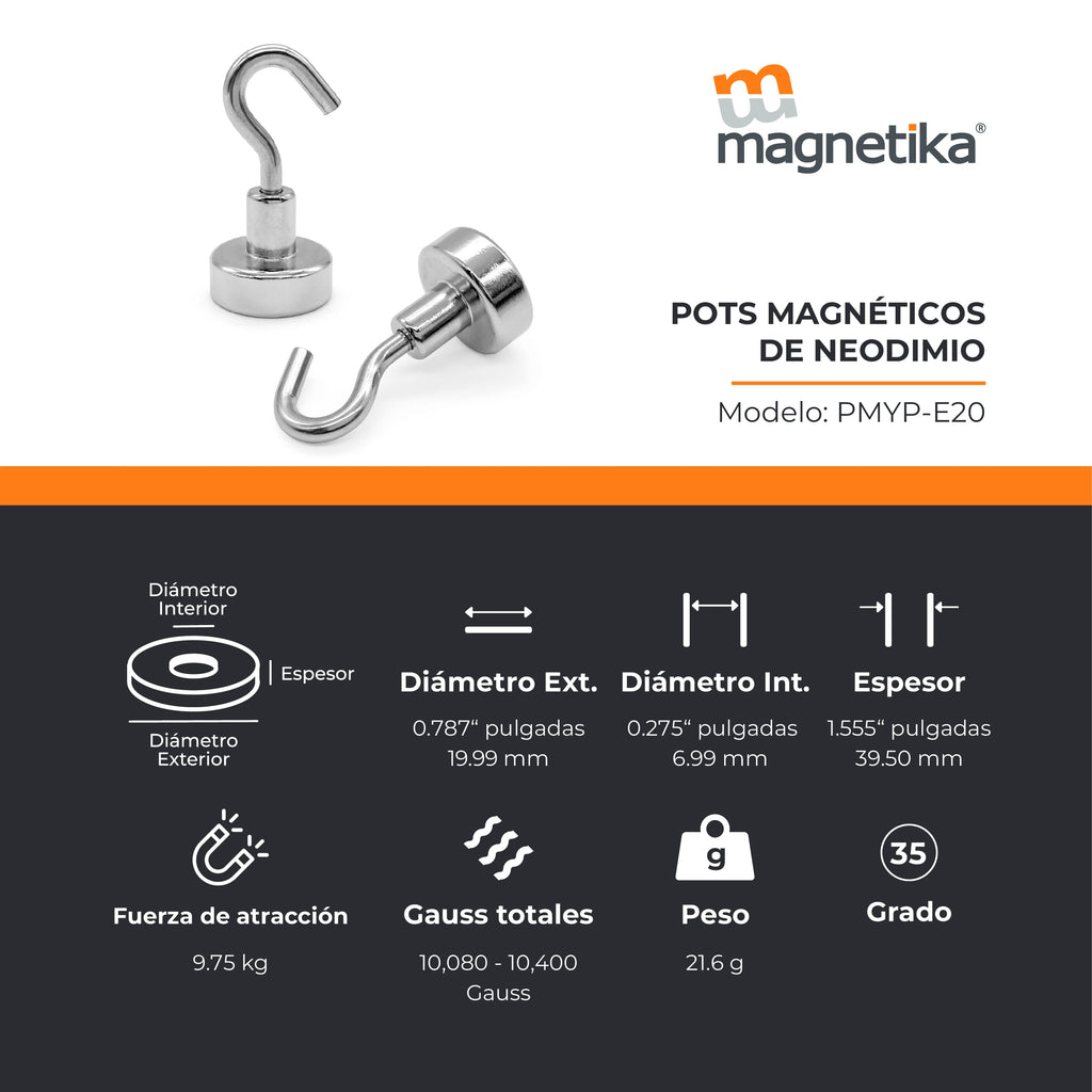 Pod Magnético con Imán de Neodimio 20mm x 4mm