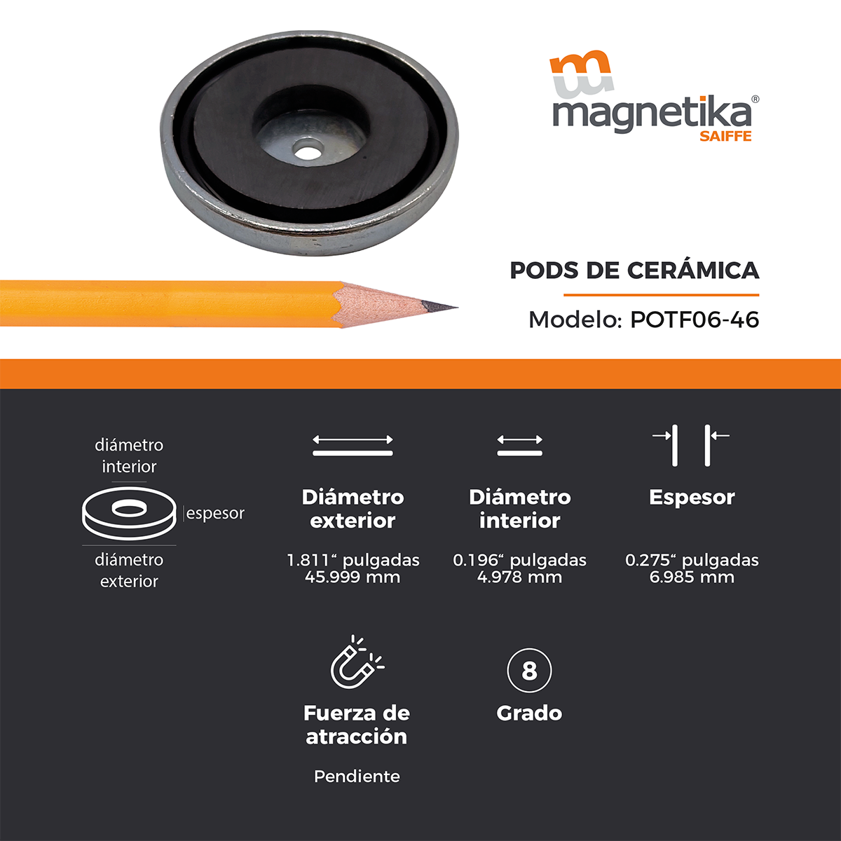 Pod Iman De Ferrita Con Charola 46mm