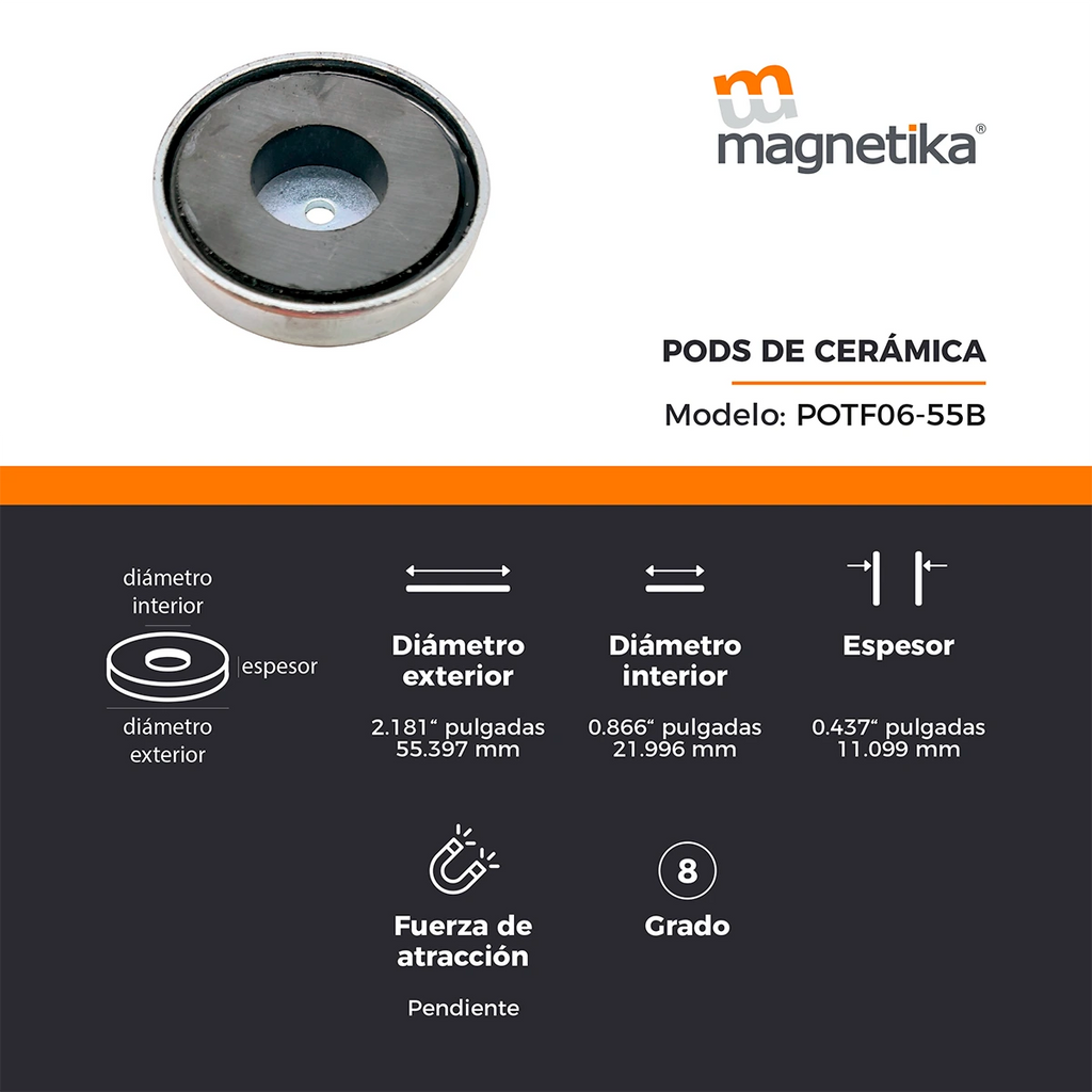 Pod Imán de Ferrita con Charola 55 mm