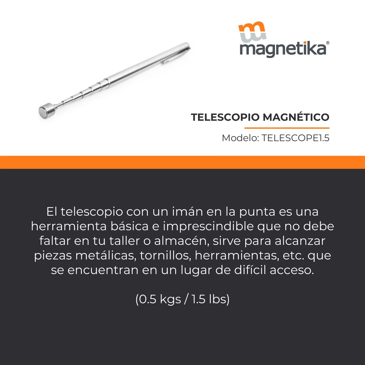 Telescopio Magnético 1.5 lb para Recuperación de Piezas